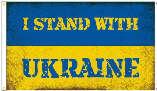 I Stand With Ukraine Vintage 3'X5' Flag Rough Tex®