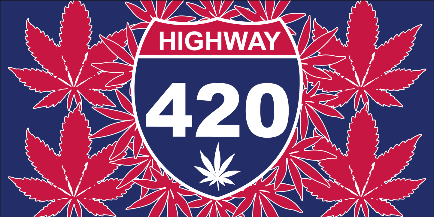 Highway 420 Red Leaf Bumper Sticker Made in USA