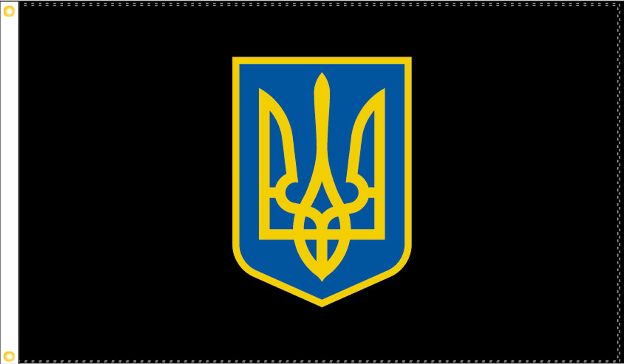 Ukraine Trident Blackout 3'X5' Flag Rough Tex®